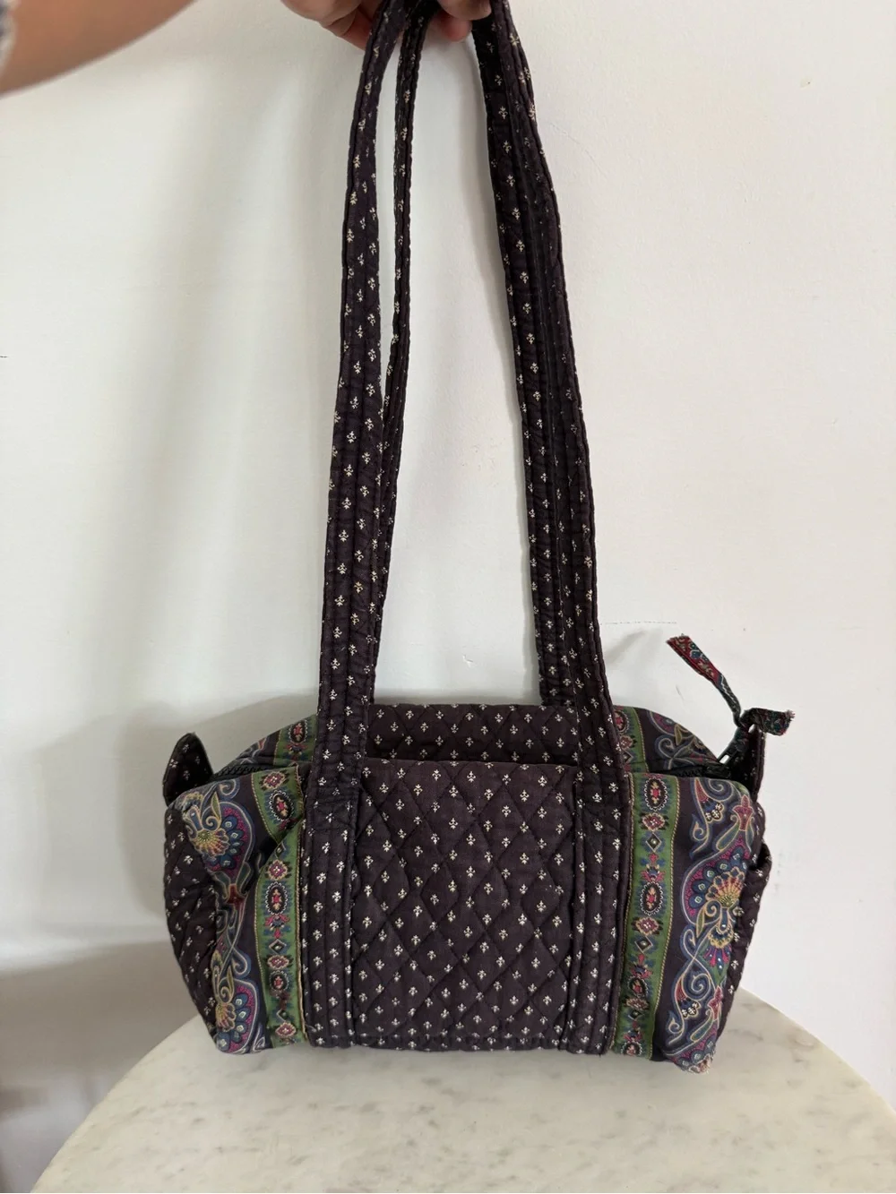 Rare VTG Vera Bradley INDIANA 1990 Black Iconic Small Duffle Purse Made USA